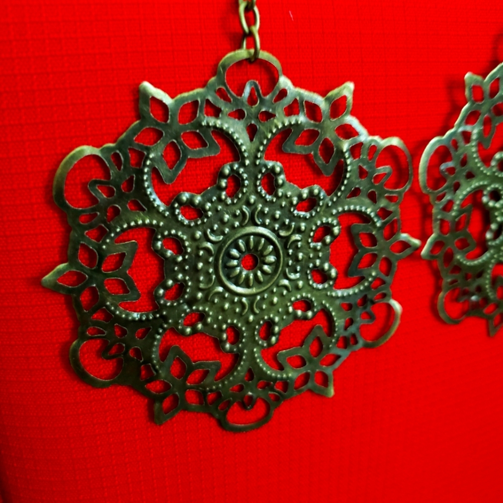 Antique brass mandala drops